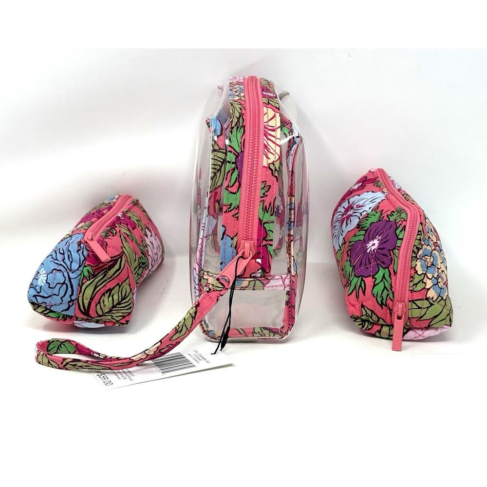 Vera Bradley Vibrant Gardenias Makeup Cosmetic Bag Pouch Set 3 Pcs Floral EXACT - Picture 5 of 13